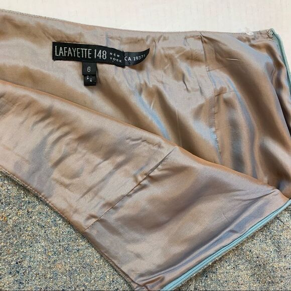 Lafayette blue green Tweed wool silk skirt size 6 - Picture 7 of 9